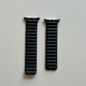 Black Leather Link Apple Watch Band
